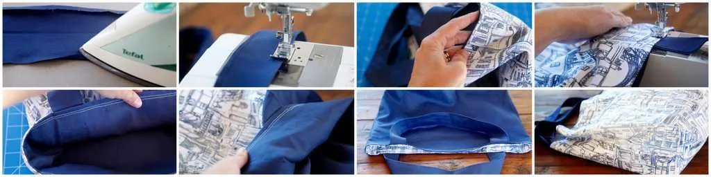 Step-by-step sewing process for fabric bags