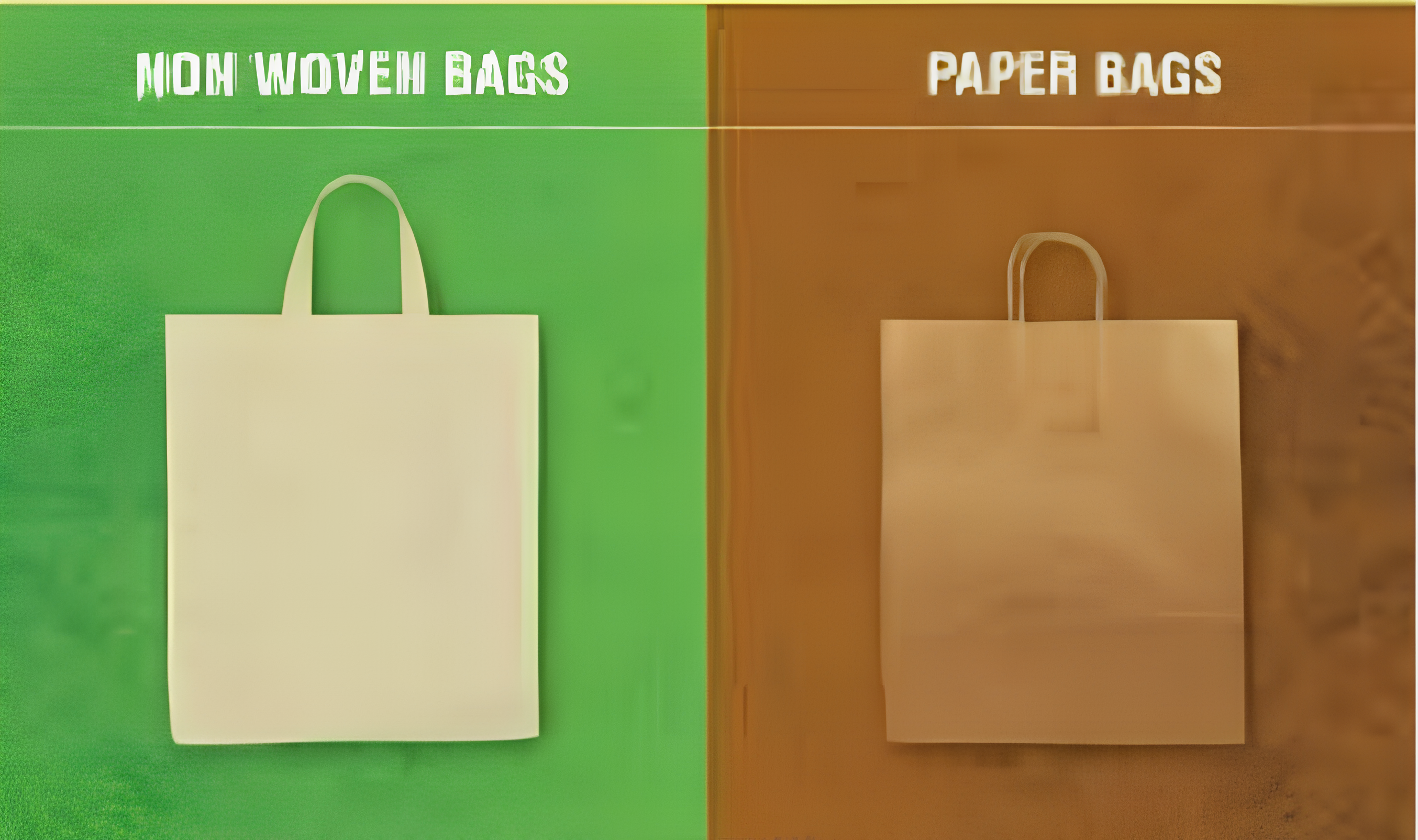 Comparison of non-woven bags and paper bags, showcasing eco-friendly options