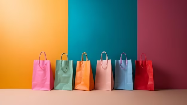 Colorful reusable shopping bags on a vibrant background, showcasing eco-friendly design