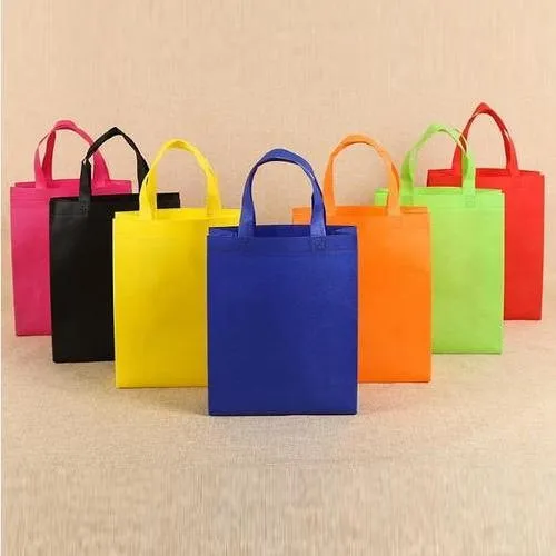 Brightly colored non-woven reusable shopping bags