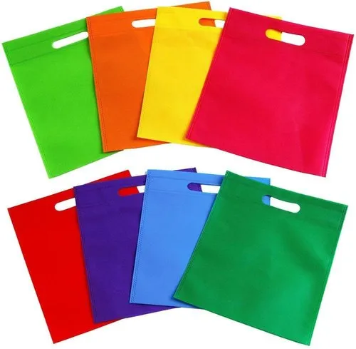 Colorful non-woven bags with die-cut handles