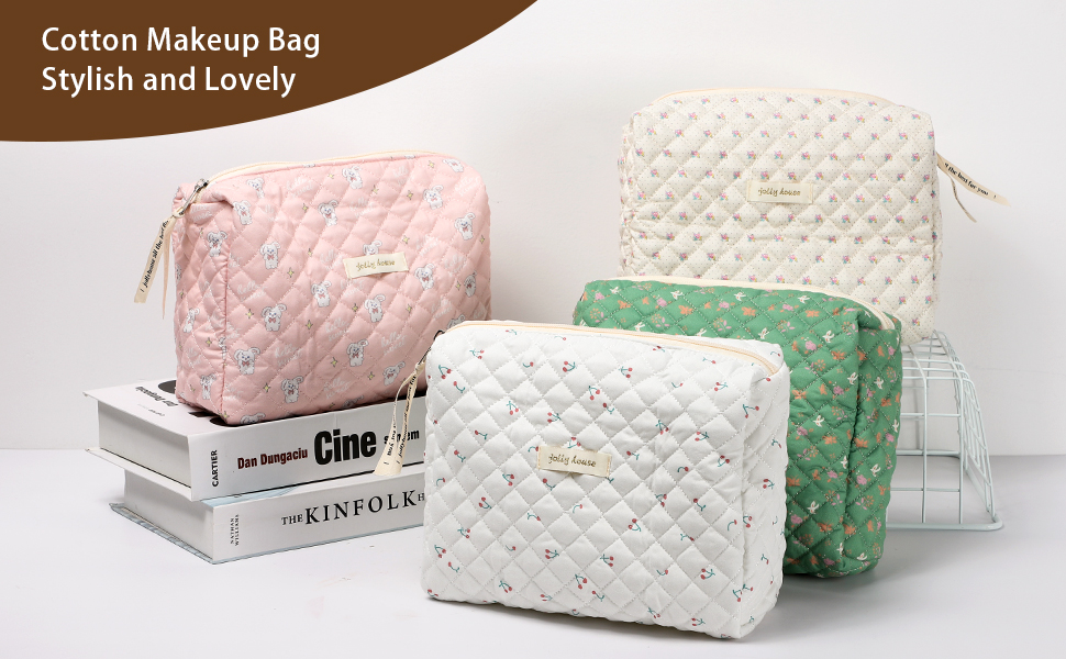 Cotton makeup bags in pastel colors, cute and stylish design