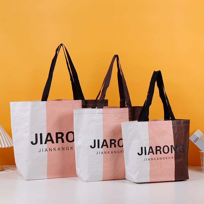 Dark green large capacity shopping bag with yellow handles and white printed list