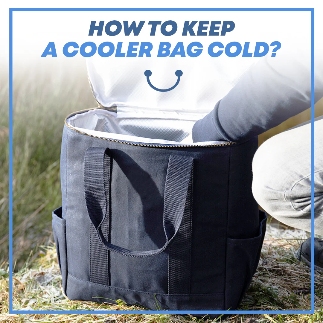 Insulated cooler bag being opened outdoors by a person