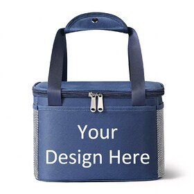 Customizable insulated lunch bag with double zippers and mesh side pockets