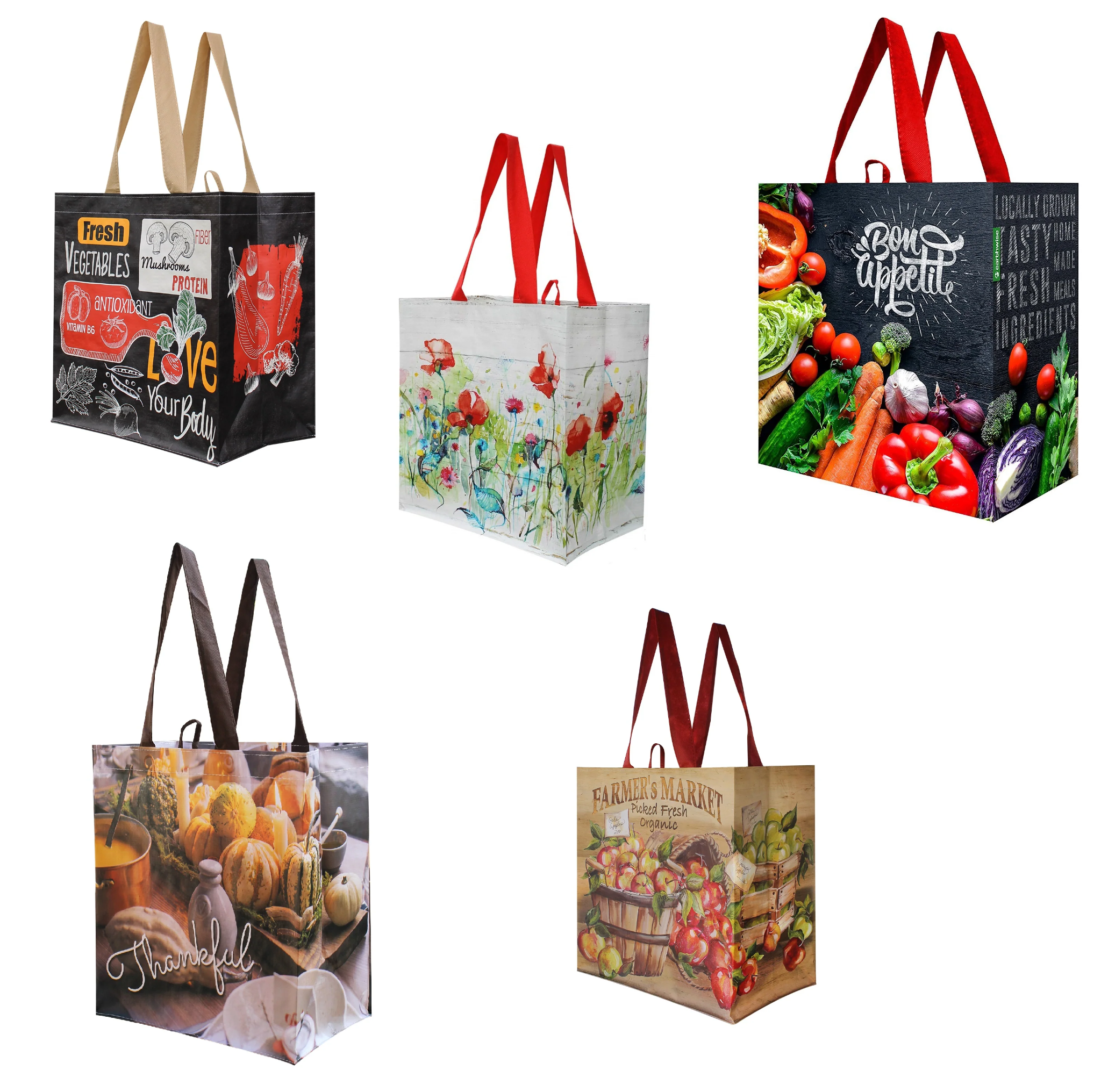Custom laminated non-woven bags with KFC and Continental logos