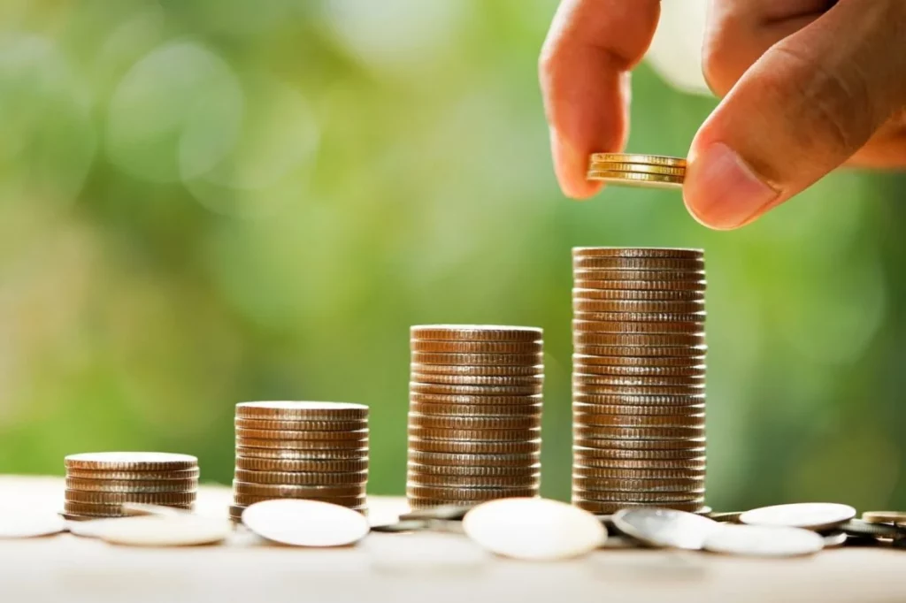 Stacked coins showing financial growth