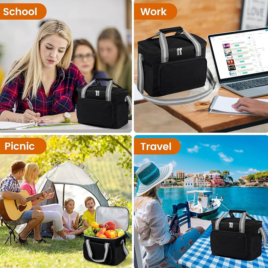 Multi-use insulated lunch bag for school, work, picnic, and travel