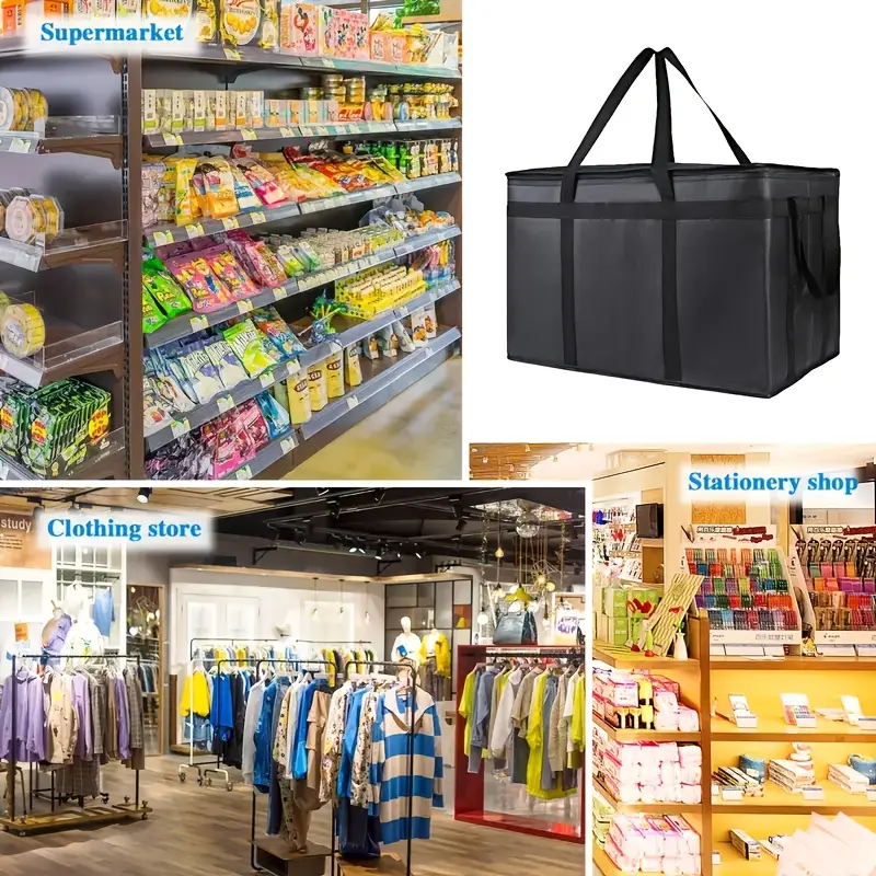 Reusable shopping bag used in supermarkets, clothing stores, and stationery shops