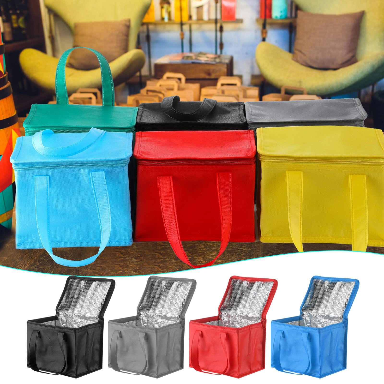 Colorful insulated foil take-out bags for food delivery