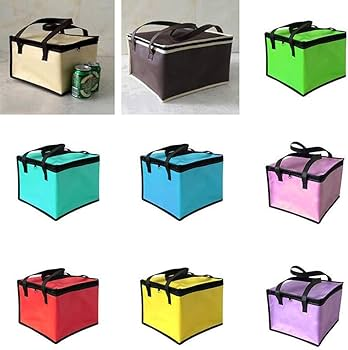 Colorful reusable insulated cooler bags in multiple colors