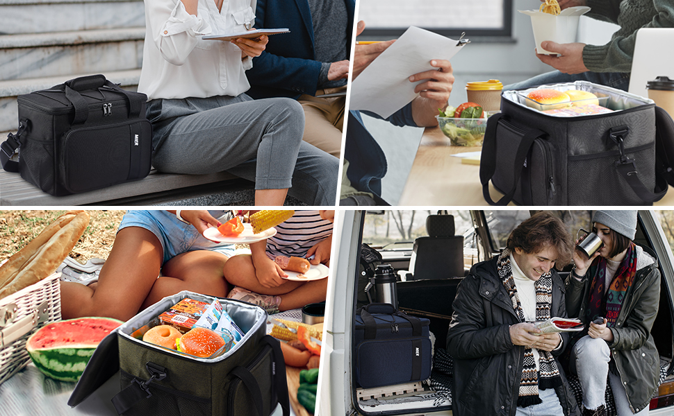 Portable insulated cooler bags for office, picnic, and travel use