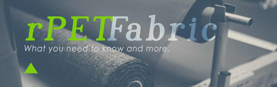 Roll of rPET fabric material with text overlay