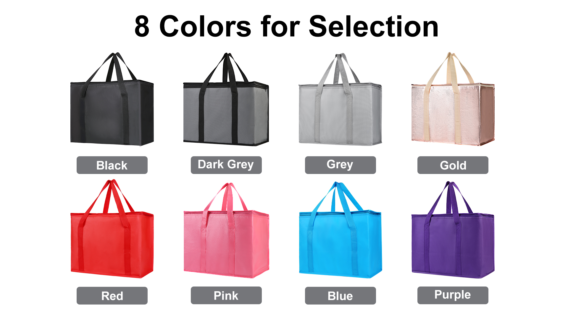 Eight color options for non-woven insulated bags