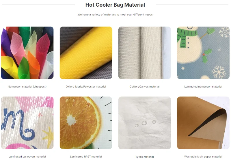 Different materials for making custom insulated cooler bags