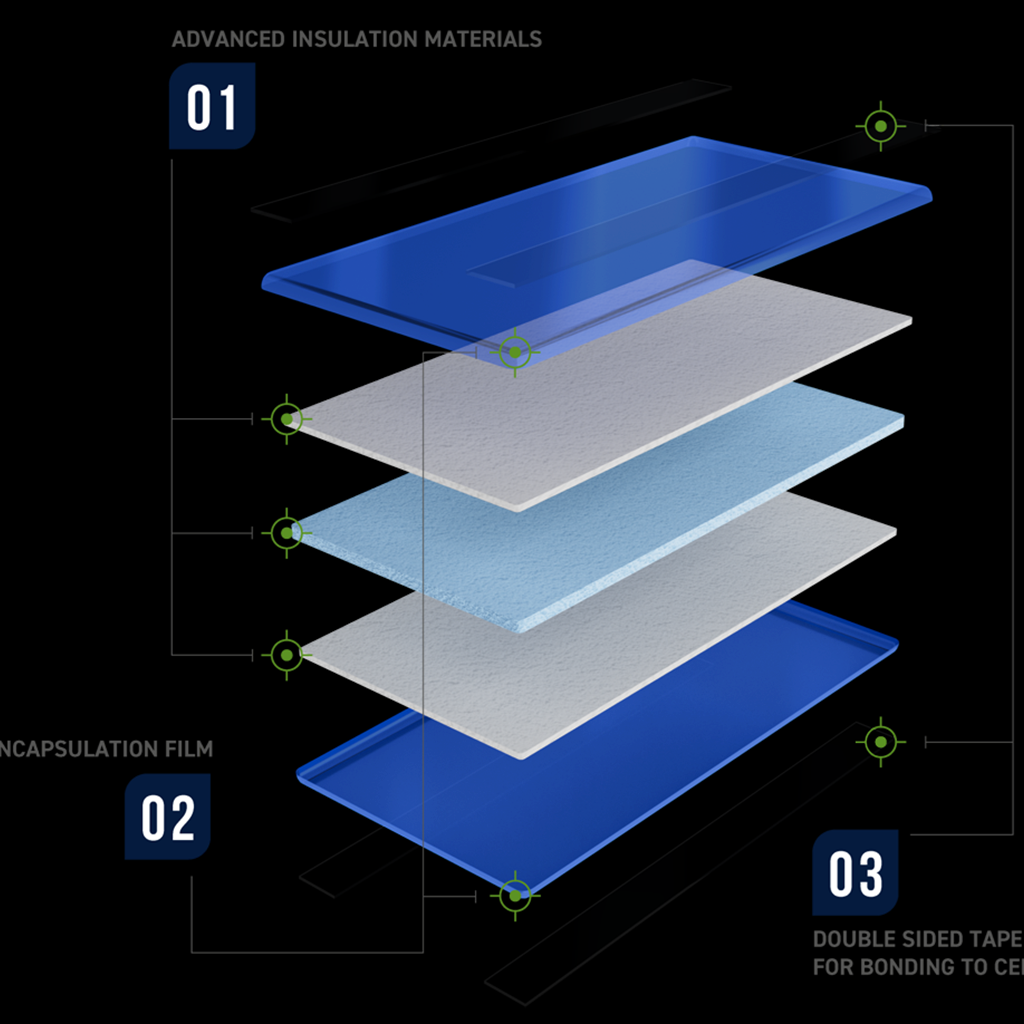 Cross-section of insulated cooler bag material layers