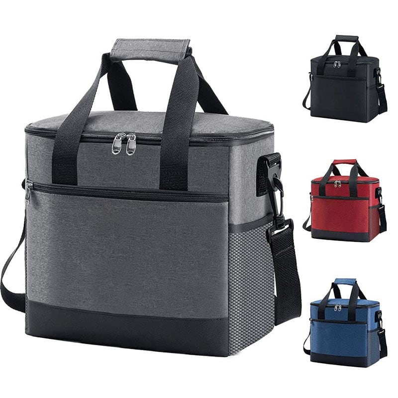 Multi-color insulated cooler bags with shoulder straps and front pockets