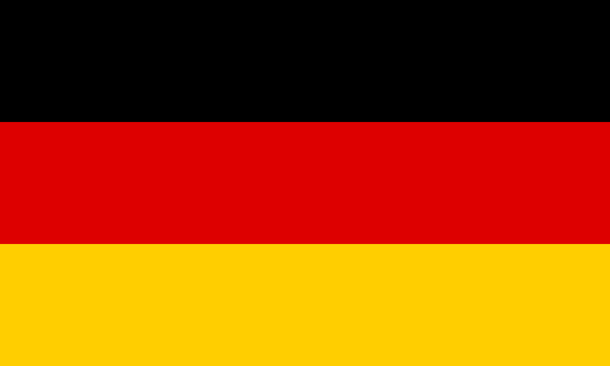 Flag of Germany with black, red, and gold horizontal stripes