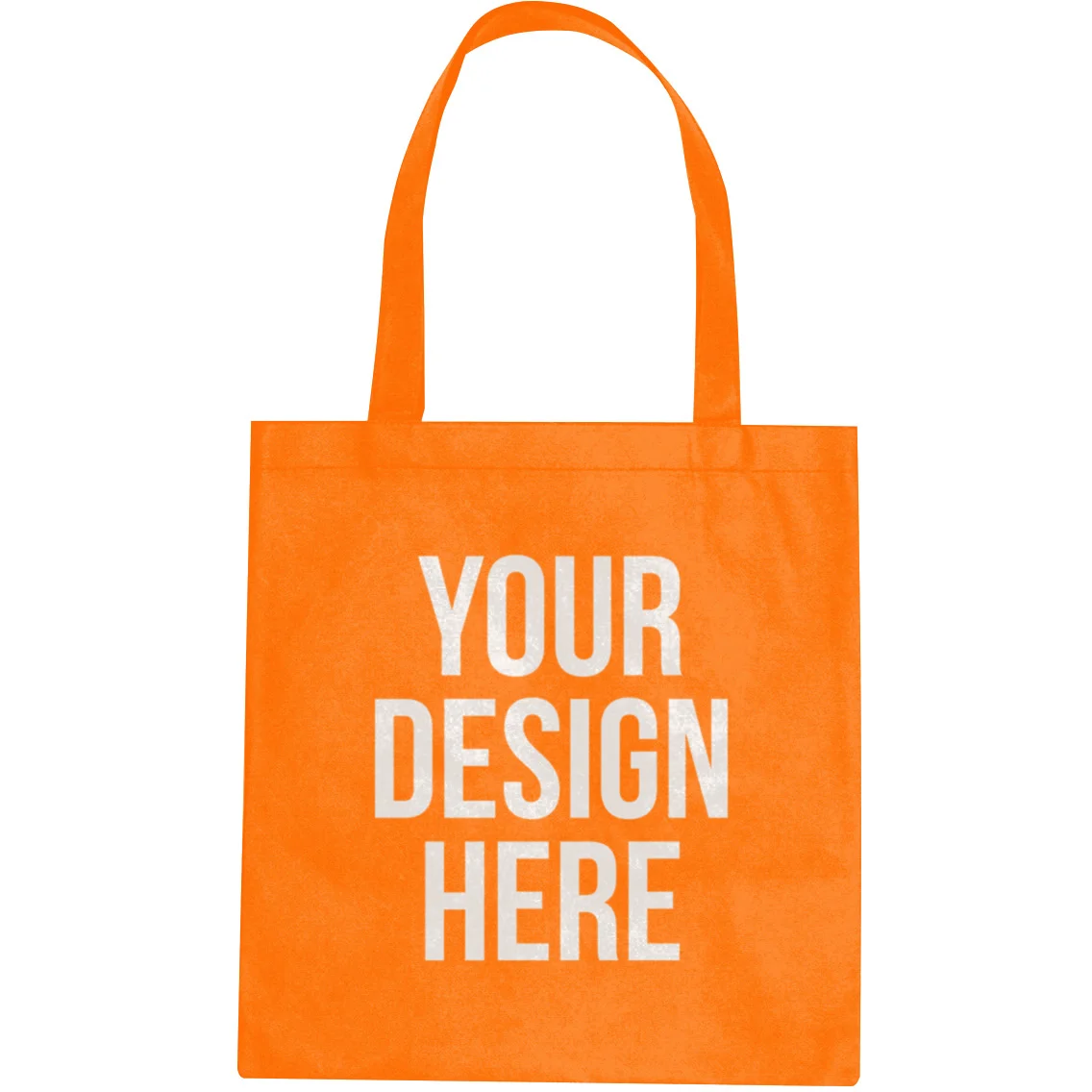 Orange non-woven tote bag with customizable text design