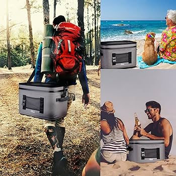 People using gray insulated cooler bags during outdoor activities