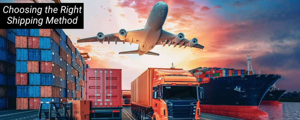 Air, sea, and land freight options at shipping terminal