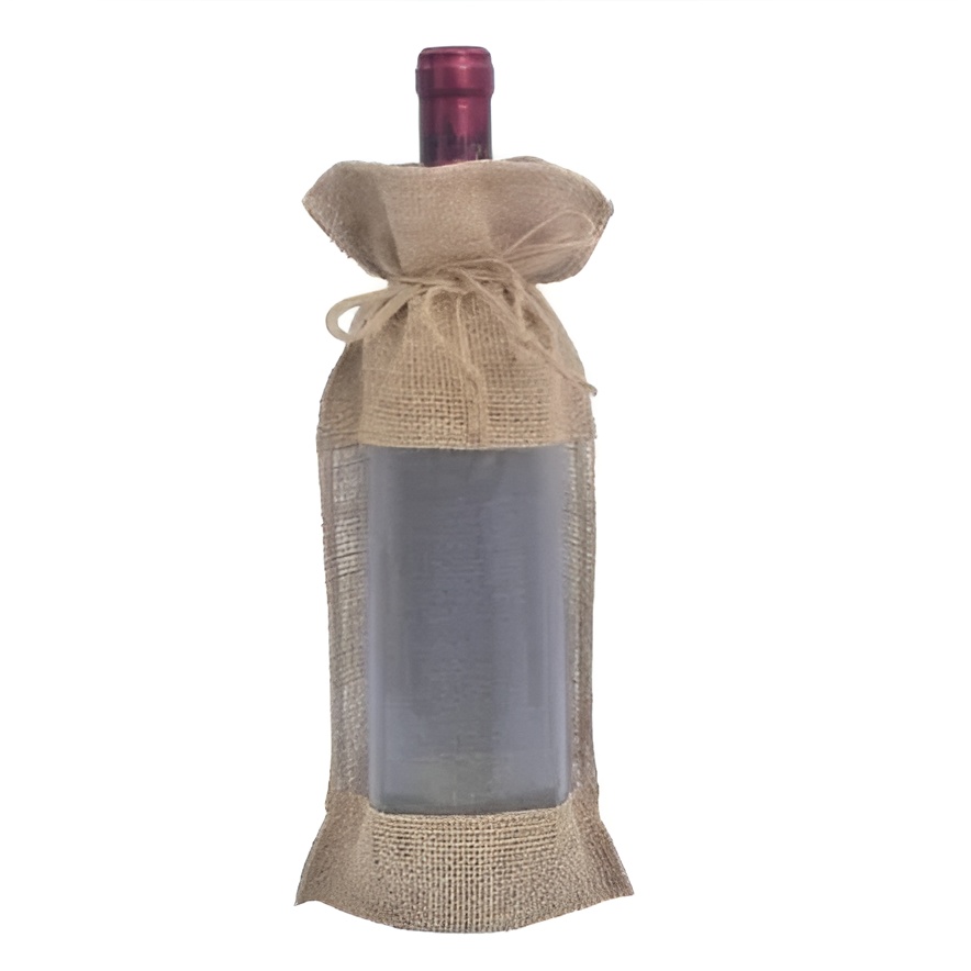 Rustic jute wine bag Jute wine bag with a bottle