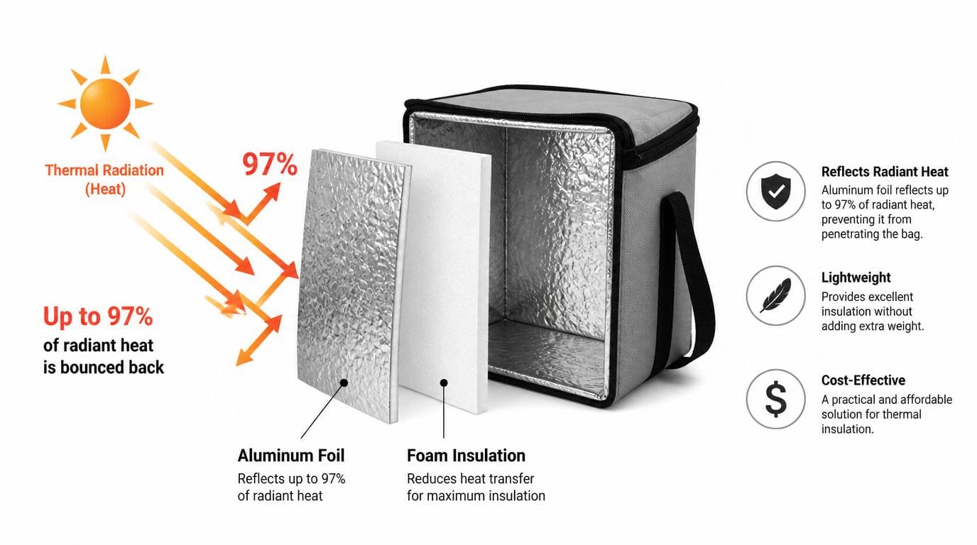 Aluminum Foil Insulation Close-up of aluminum foil insulation material