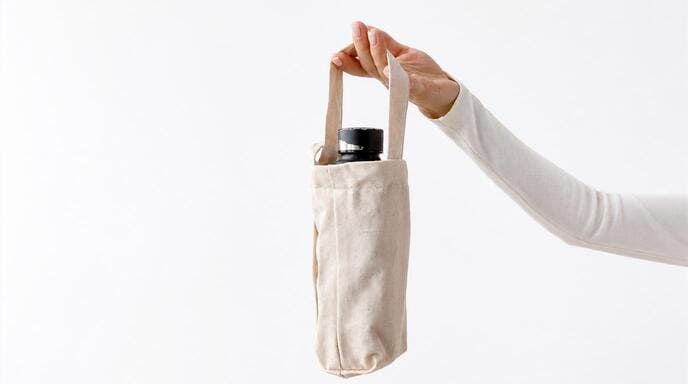 Elegant cotton canvas wine bag Cotton canvas wine bag with wine bottle