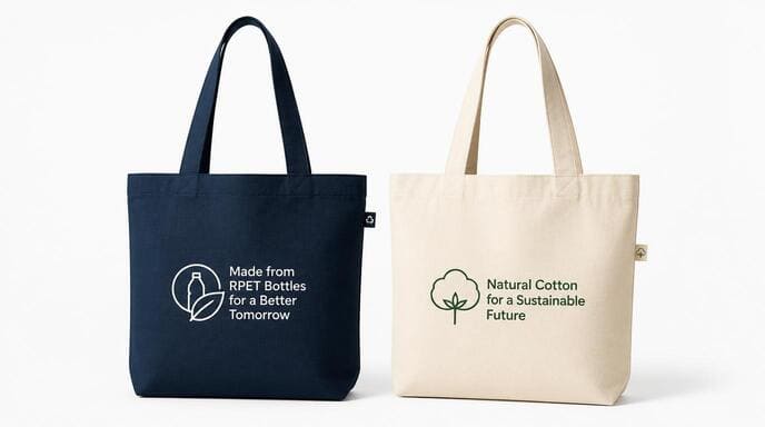 Customized RPET and Cotton Tote Bags with Printed Logos