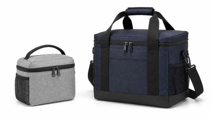Lunch Bag vs. Cooler Bag Comparison A comparison of a compact lunch bag and a larger, more robust cooler bag