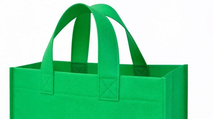 Strongly reinforced handles on a durable shopping bag