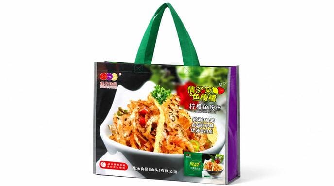 Vibrant Logo Printing on Non Woven Bag A vibrant, multi-color logo printed on a non woven bag.