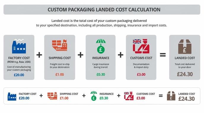 Custom packaging landed cost calculation