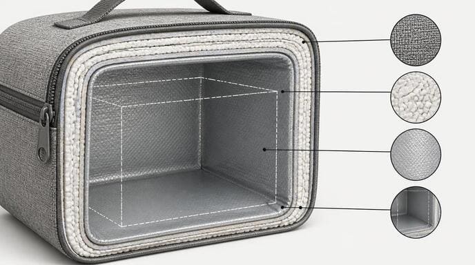 Lunch bag insulation thickness and internal space illustration